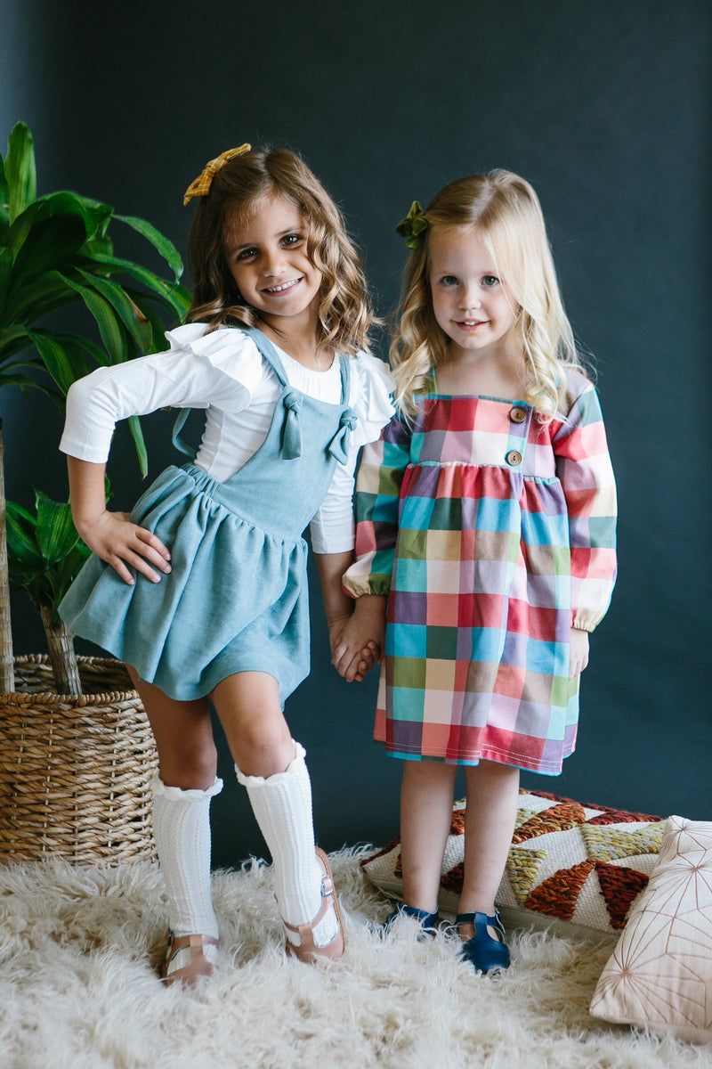 Vintage Blue Faux Suede Pinafore - 3