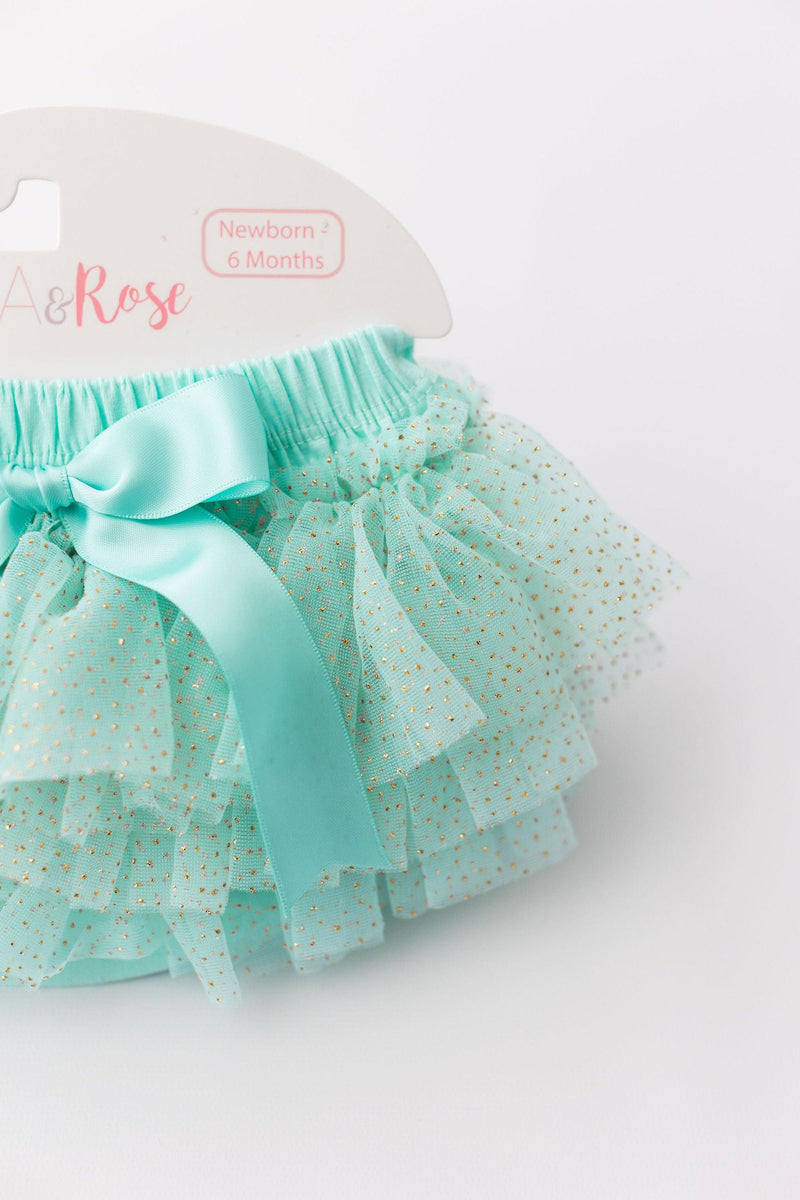 Mint & Gold Glitter Ruffle Tutu Bloomer - 2
