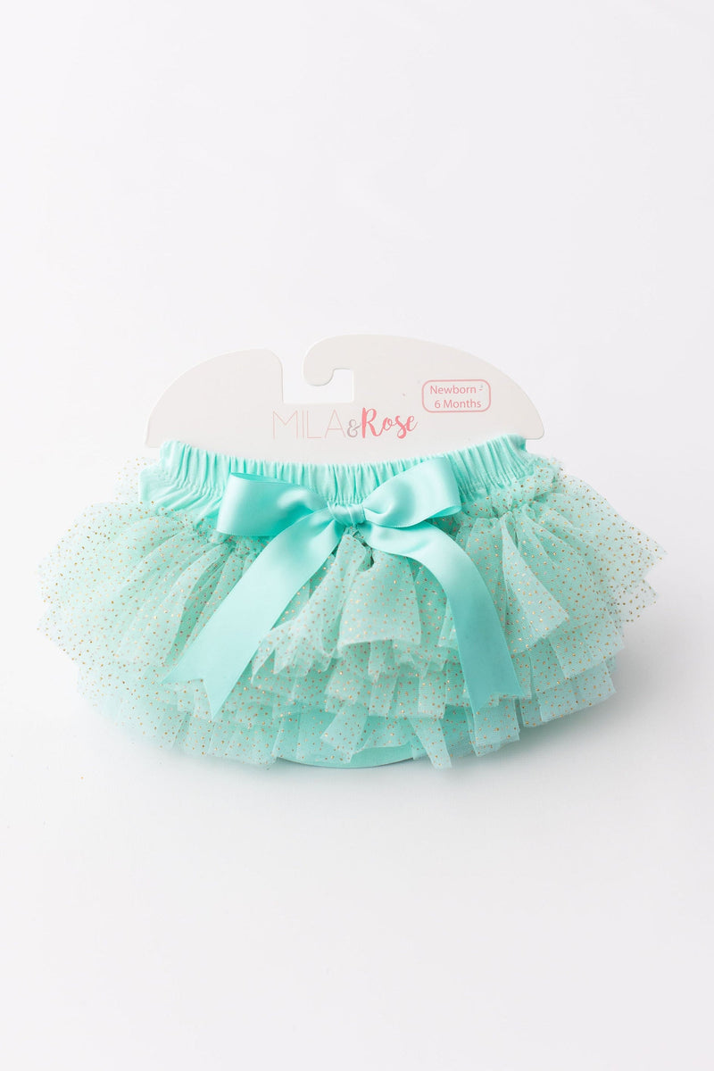 Mint & Gold Glitter Ruffle Tutu Bloomer - 1