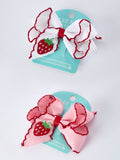 Strawberry Embroidered Girls Hairpin 4 Inches - 1