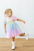 Ombre Puff Sleeve Sequin Dress - 2