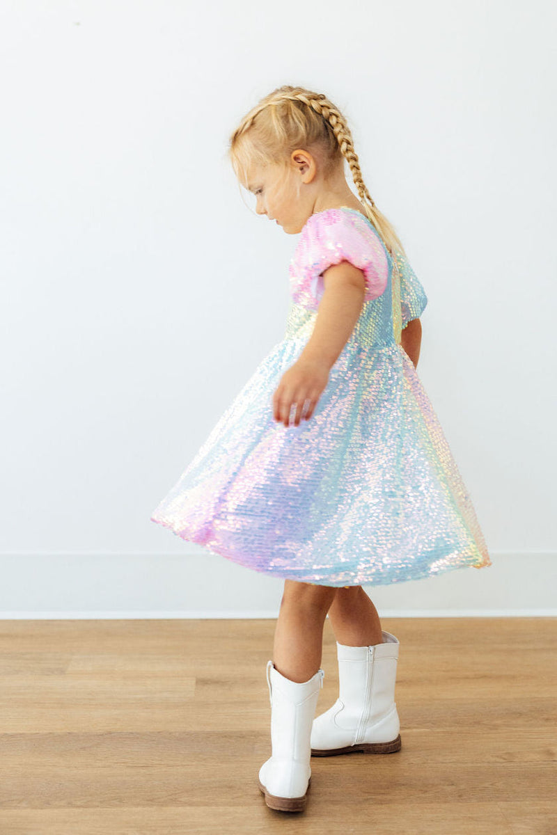 Ombre Puff Sleeve Sequin Dress - 4