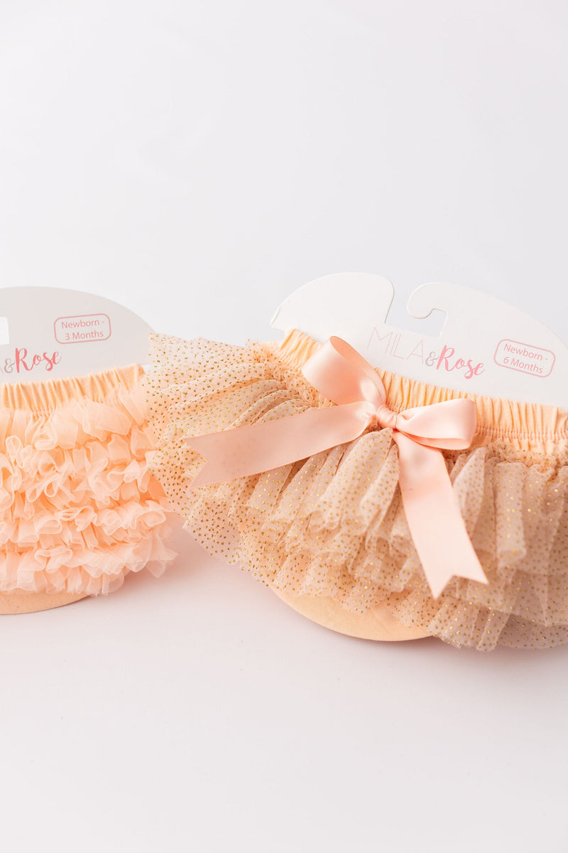 Peach & Gold Glitter Tutu Bloomer - 2