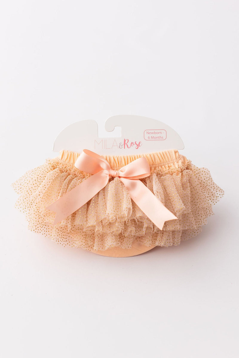 Peach & Gold Glitter Tutu Bloomer - 1