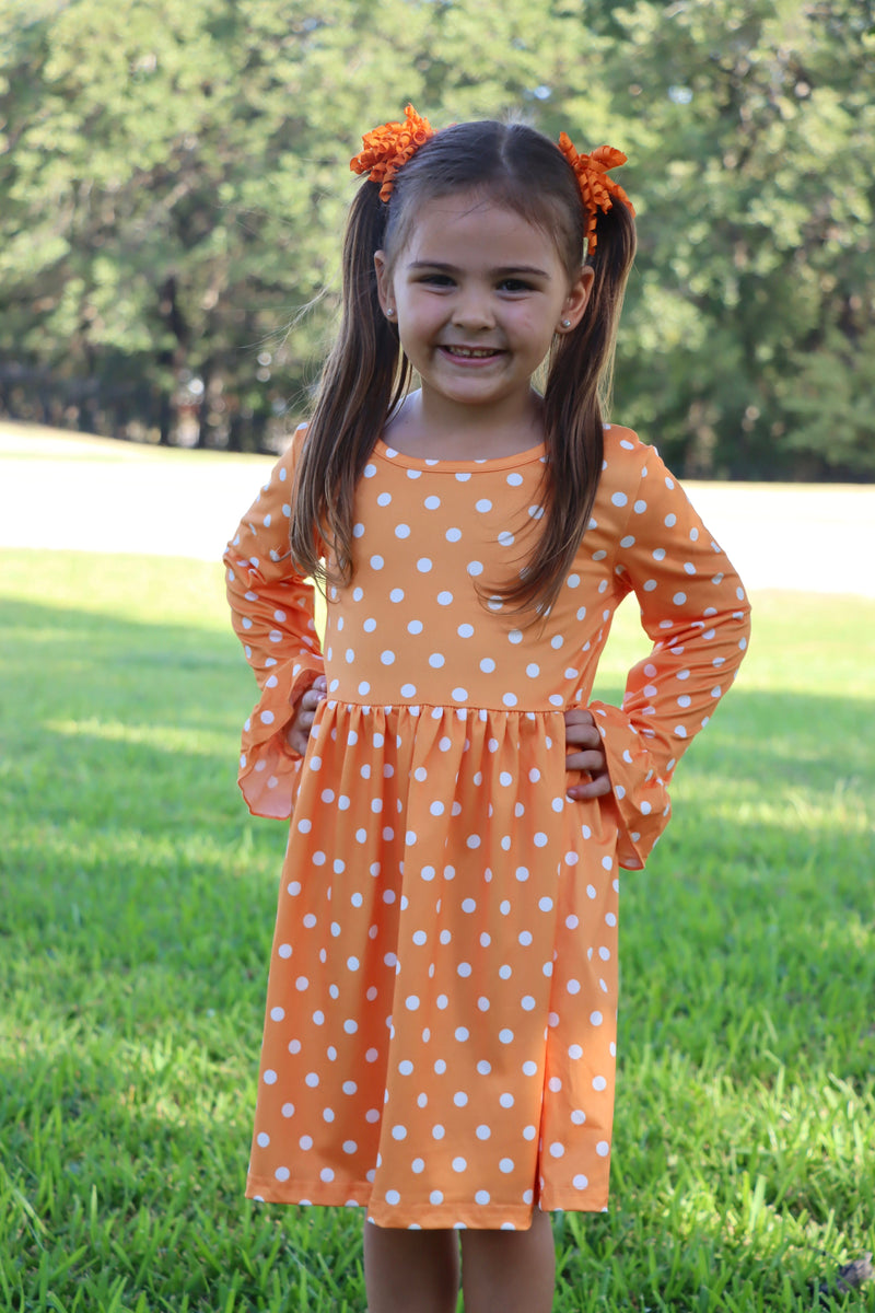 Thanksgiving Day Fall Girls Set Of 2 Pcs In One Package Pumpkin Print Dress - 4