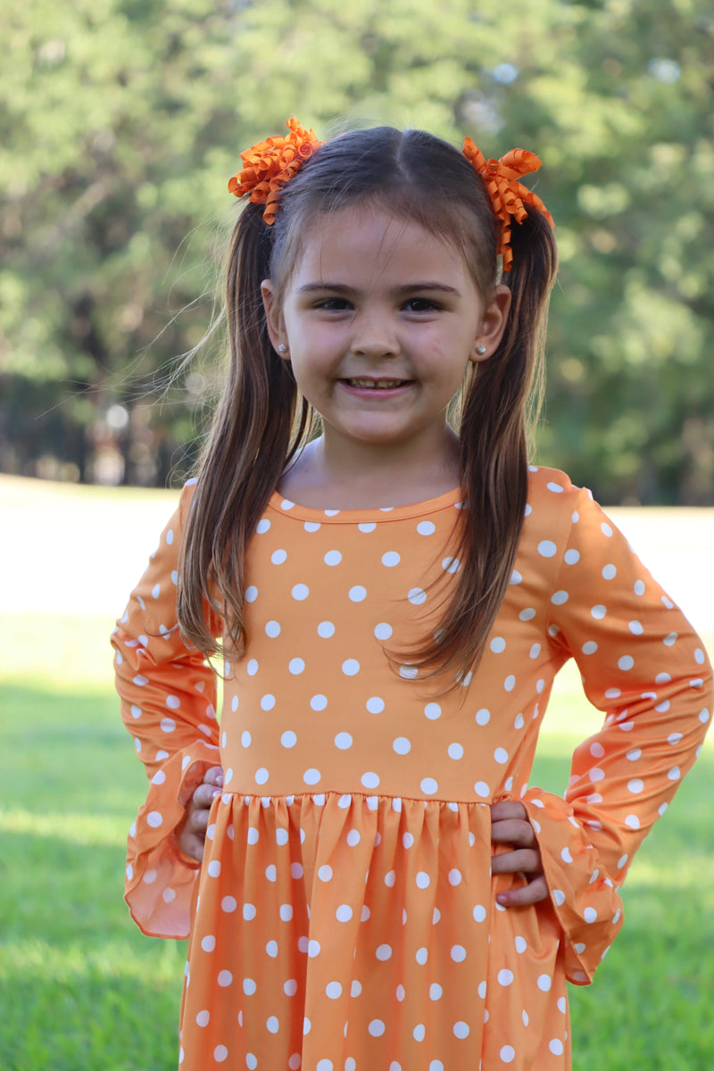 Thanksgiving Day Fall Girls Set Of 2 Pcs In One Package Pumpkin Print Dress - 5