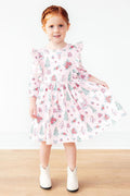 Pink Christmas 3/4 Sleeve Ruffle Twirl Dress - 7