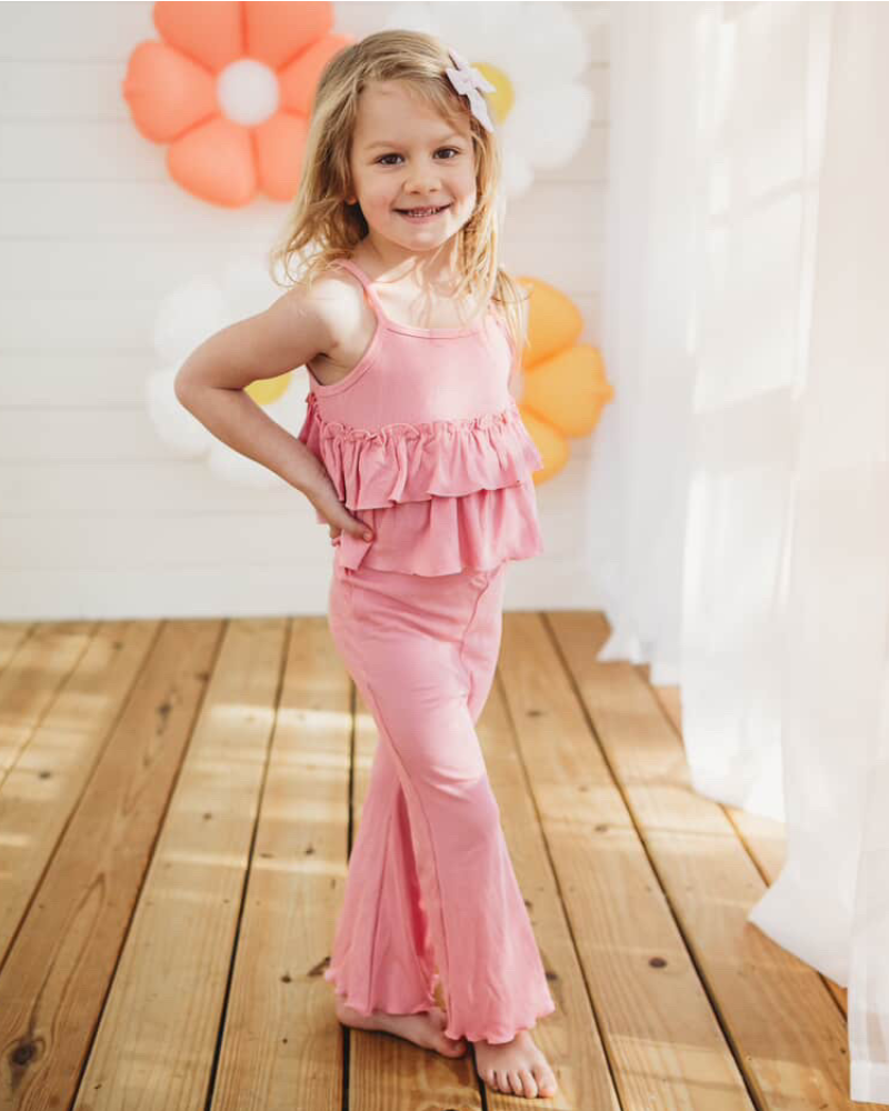 Presley Ruffle Tank Two-Piece Set - Pink - 3