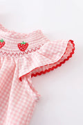 Baby Girls Strawberry Embroidered Plaid Smocked Dress - 14