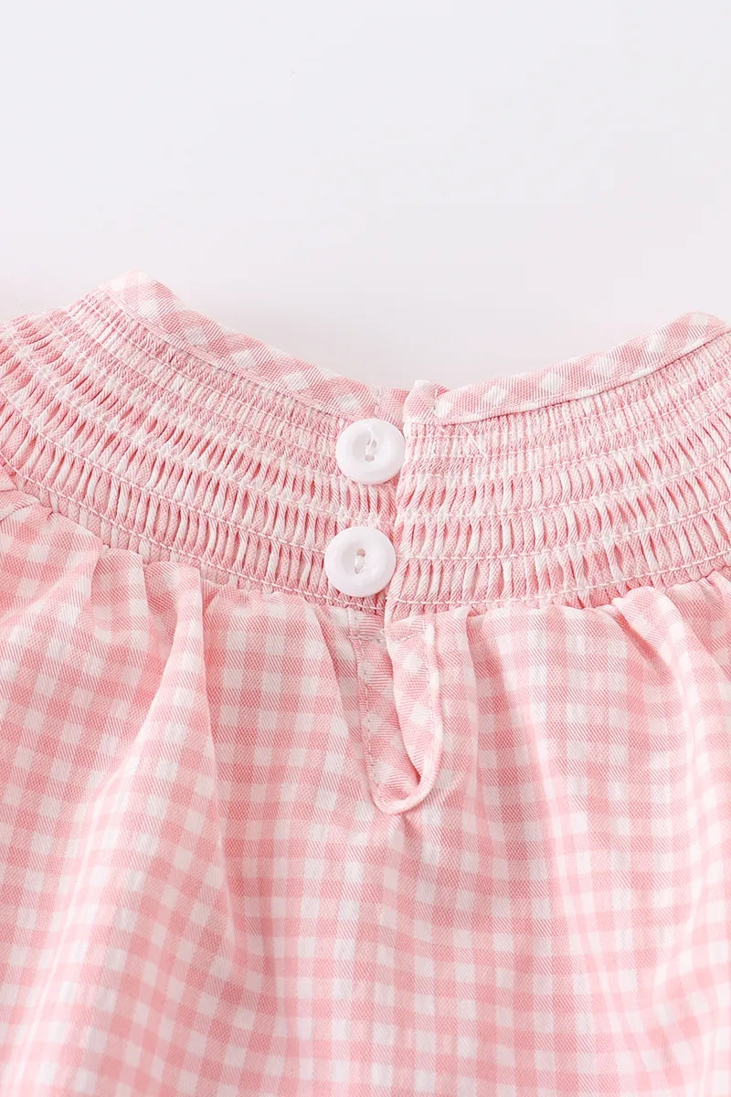 Baby Girls Strawberry Plaid Smocked Romper - 11