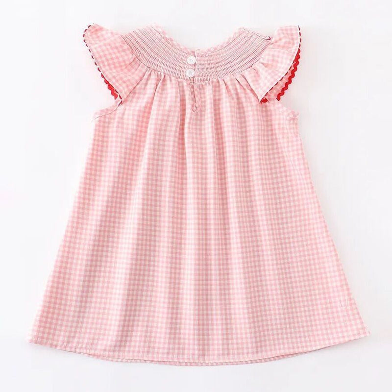 Baby Girls Strawberry Embroidered Plaid Smocked Dress - 9