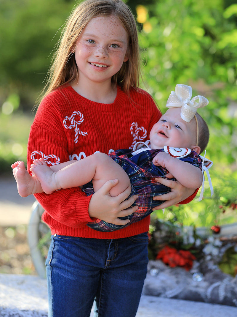 Mom and Me Winter Christmas Red "merry" Pullover Sweater - 7