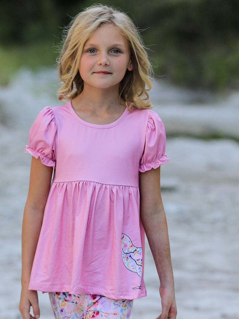 Pink Girls Farm Animals Bell Bottoms outfit - 2
