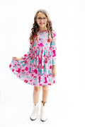 Christmas Cowgirl L/S Pocket Twirl Dress - 8