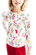 Holly Jolly Christmas L/S Ruffle Tee - 6
