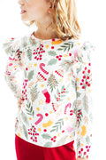 Holly Jolly Christmas L/S Ruffle Tee - 2