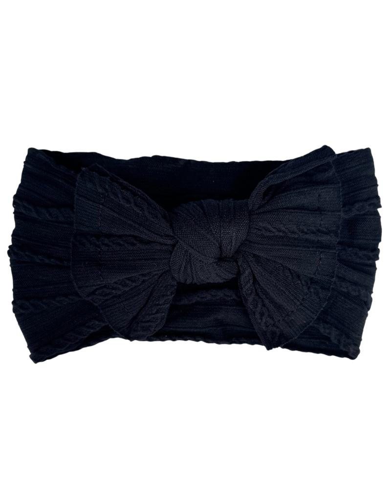 Solid Knit Nylon Headband - Black - 1
