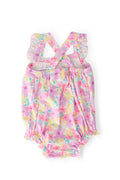 Watercolor Ruffle Cross Back Romper - 2