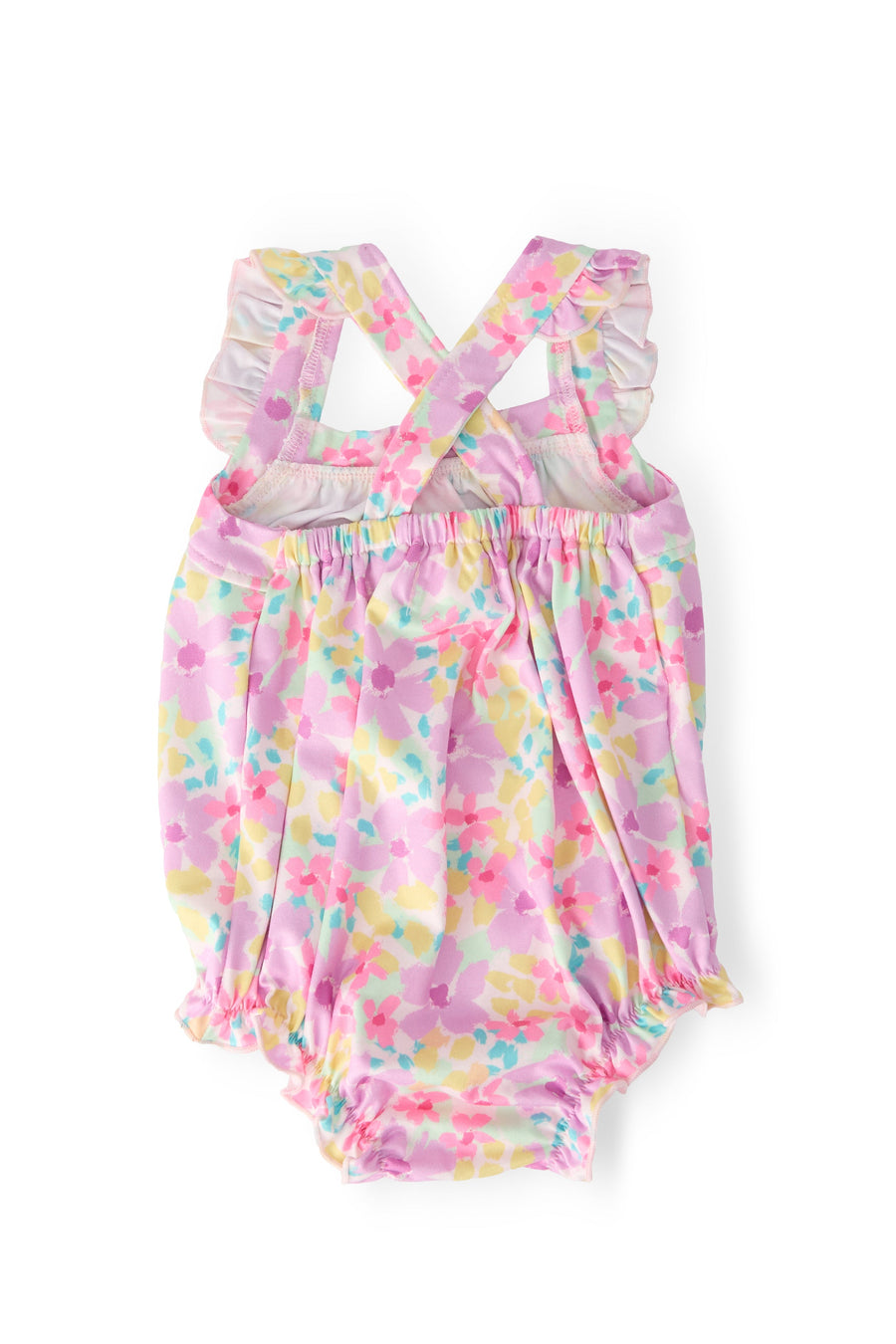 Watercolor Ruffle Cross Back Romper