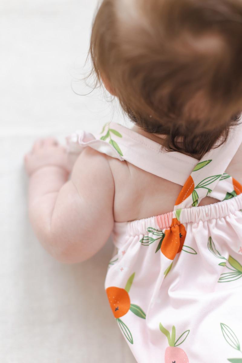 Tangerine Ruffle Cross Back Romper - 2