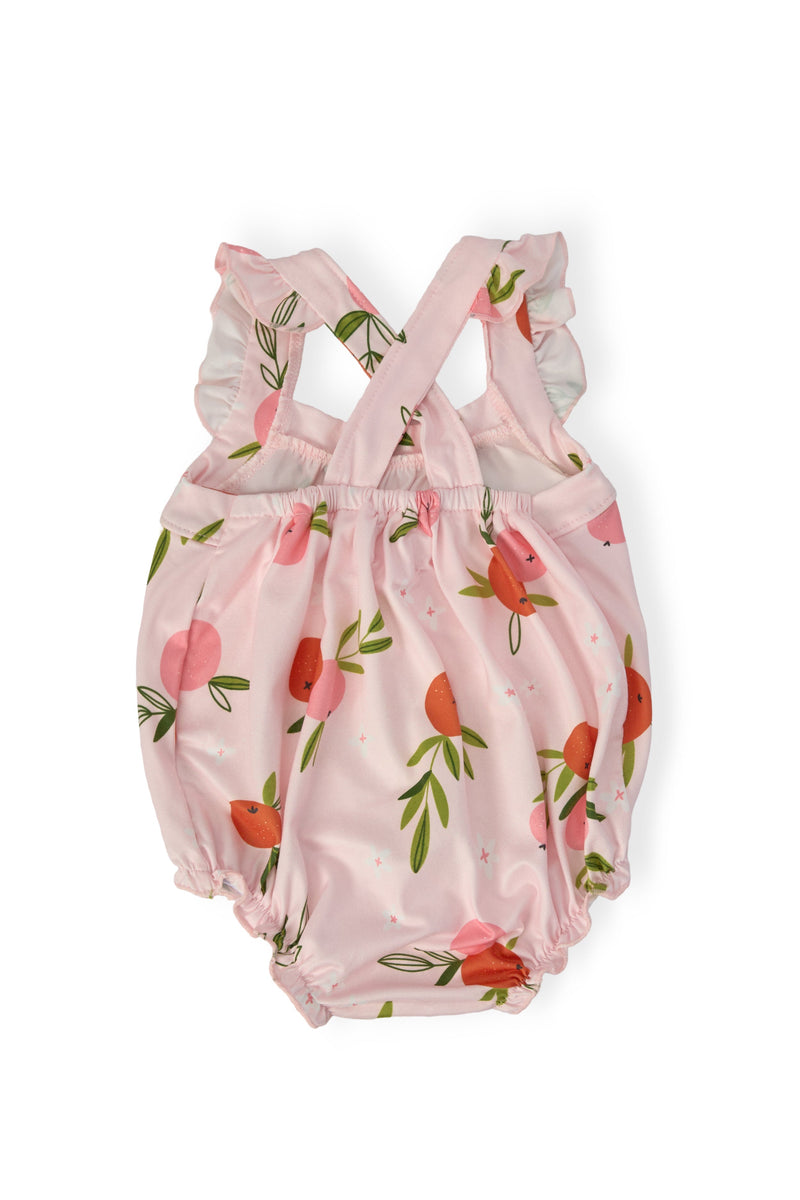 Tangerine Ruffle Cross Back Romper - 3