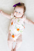 Tangerine Ruffle Cross Back Romper - 6