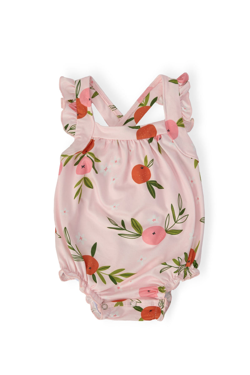 Tangerine Ruffle Cross Back Romper - 1