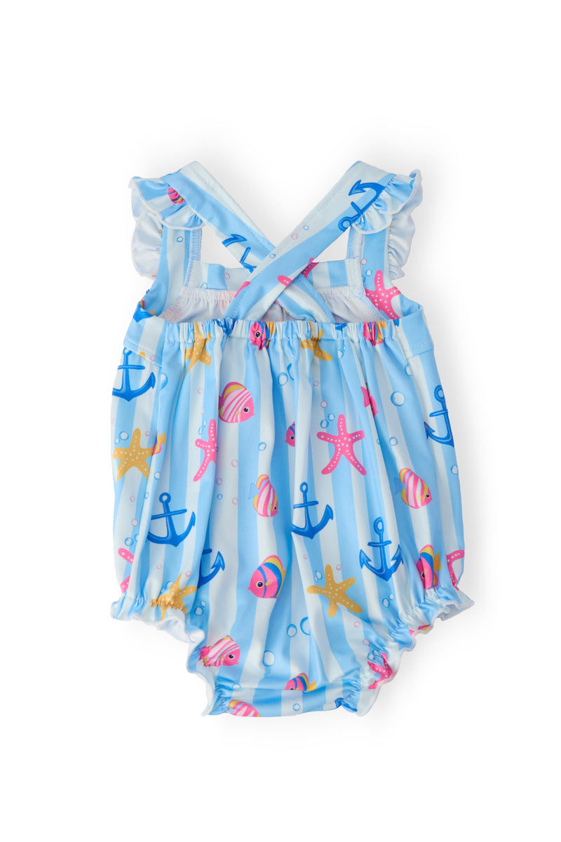 Tidepool Treasures Ruffle Cross Back Romper - 2
