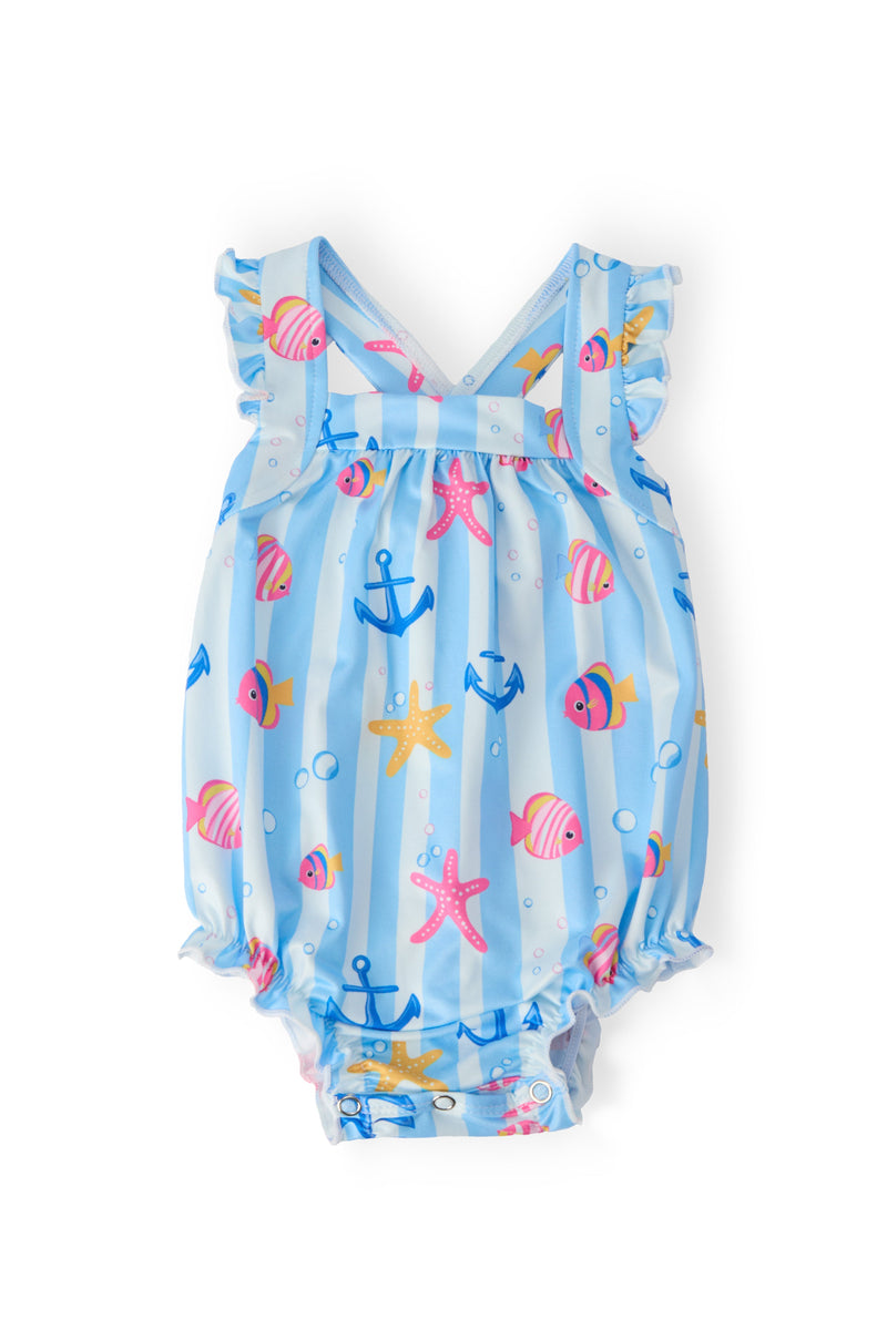 Tidepool Treasures Ruffle Cross Back Romper - 1