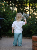 Western Plaid Horse Embroidery Boy Pants Set - 3
