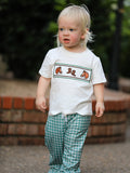 Western Plaid Horse Embroidery Boy Pants Set - 4