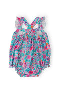 Tropical Garden Ruffle Cross Back Romper - 2