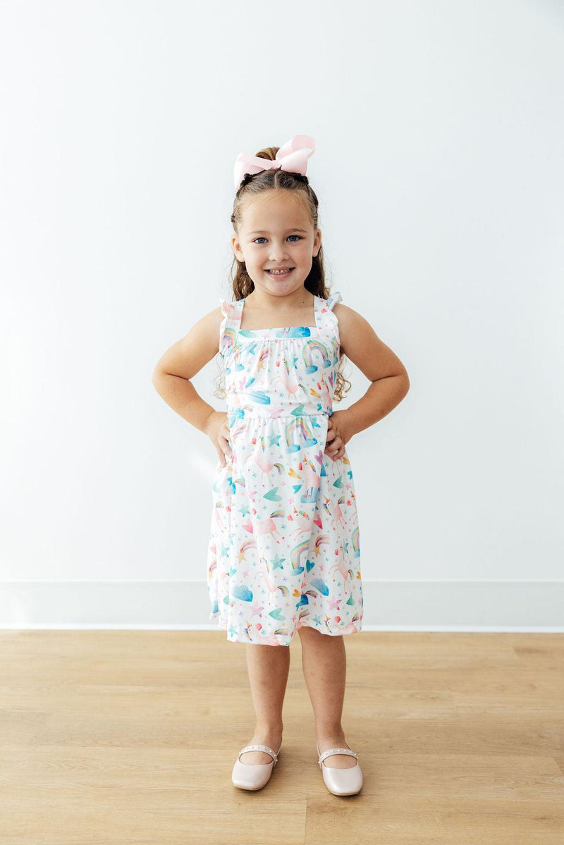 Unicorn Kisses Ruffle Cross Back Dress - 4