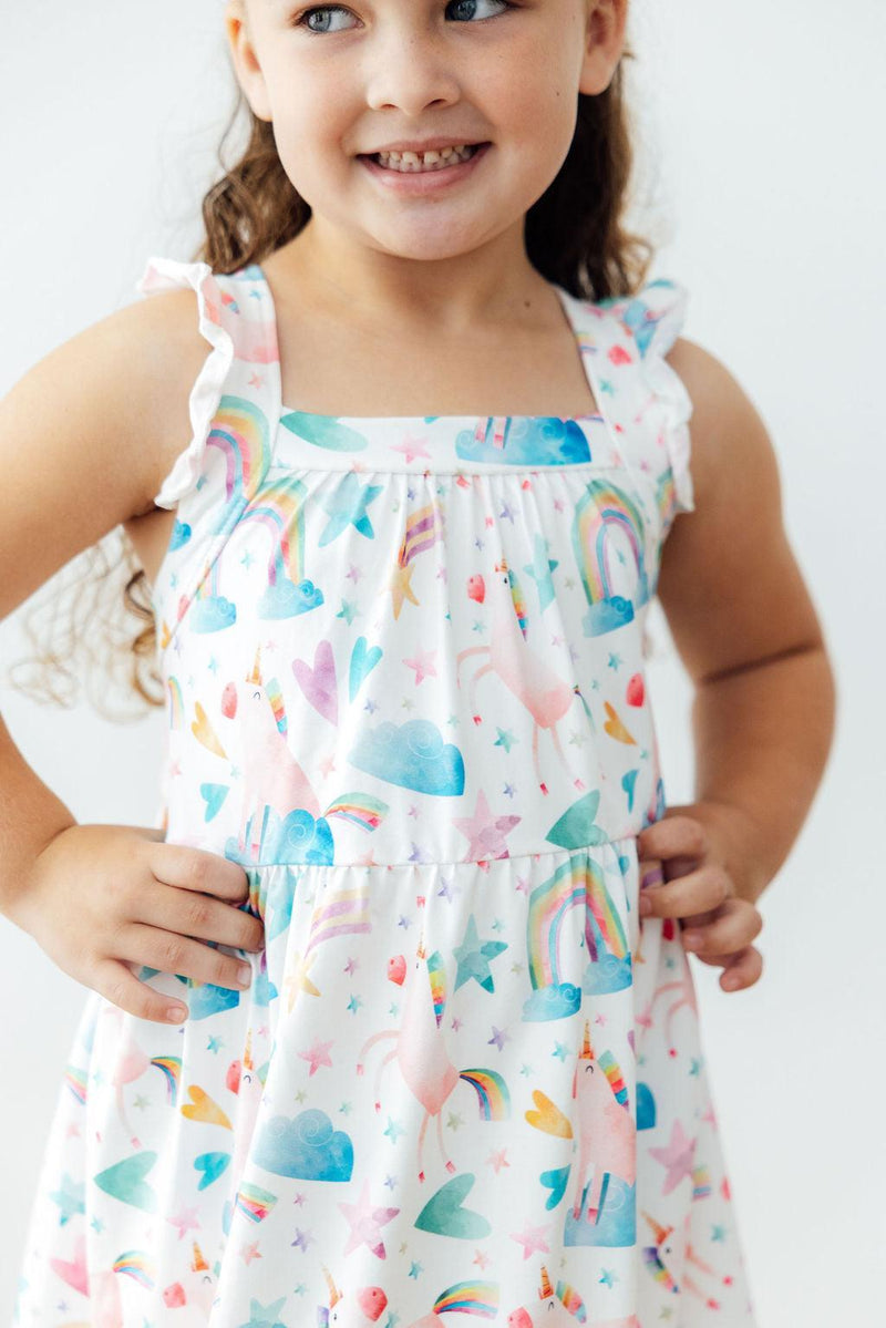 Unicorn Kisses Ruffle Cross Back Dress - 1