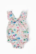 Unicorn Kisses Ruffle Cross Back Romper - 1