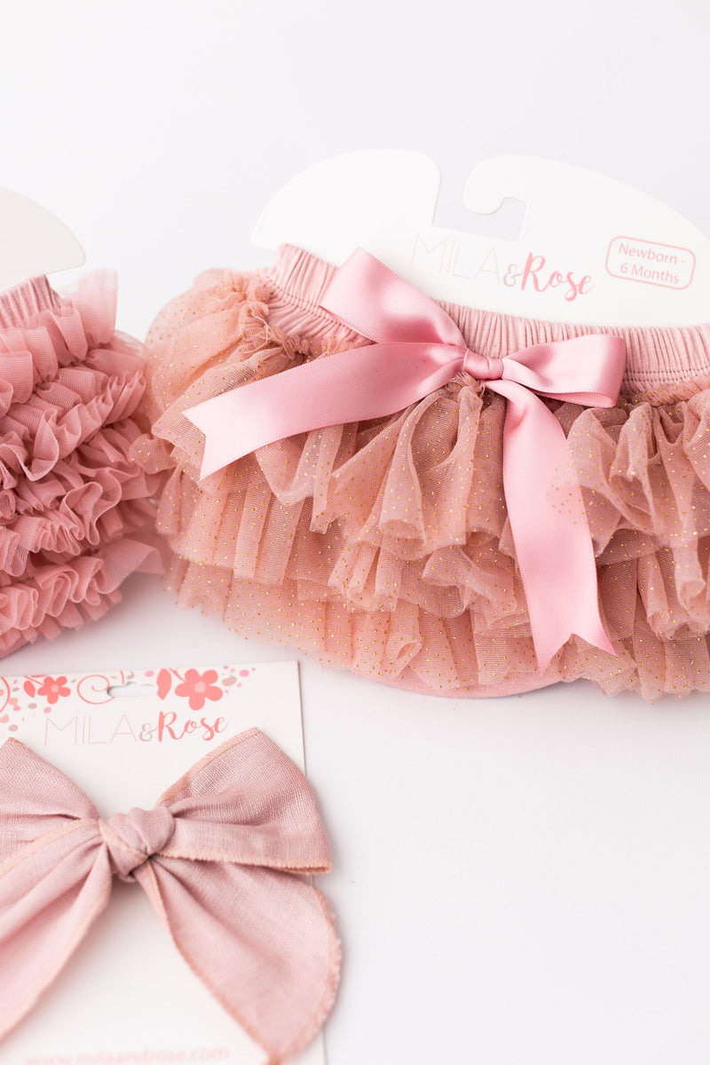 Vintage Pink & Gold Glitter Ruffle Tutu Bloomer - 2