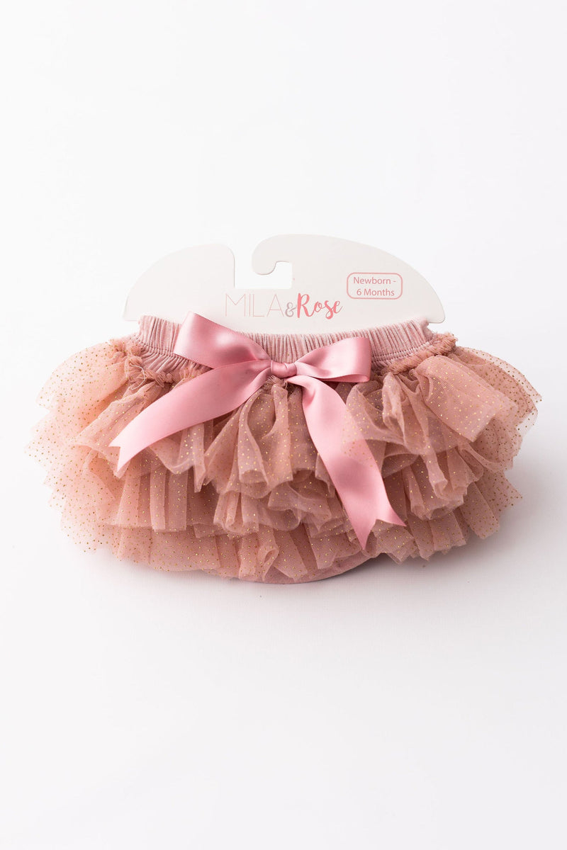 Vintage Pink & Gold Glitter Ruffle Tutu Bloomer - 1