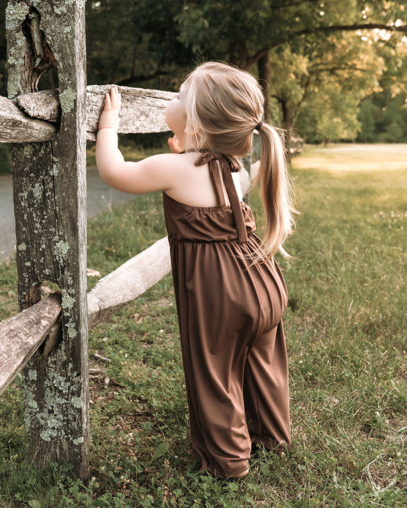 Willa Wide-Leg Halter Jumpsuit - Chestnut - 2
