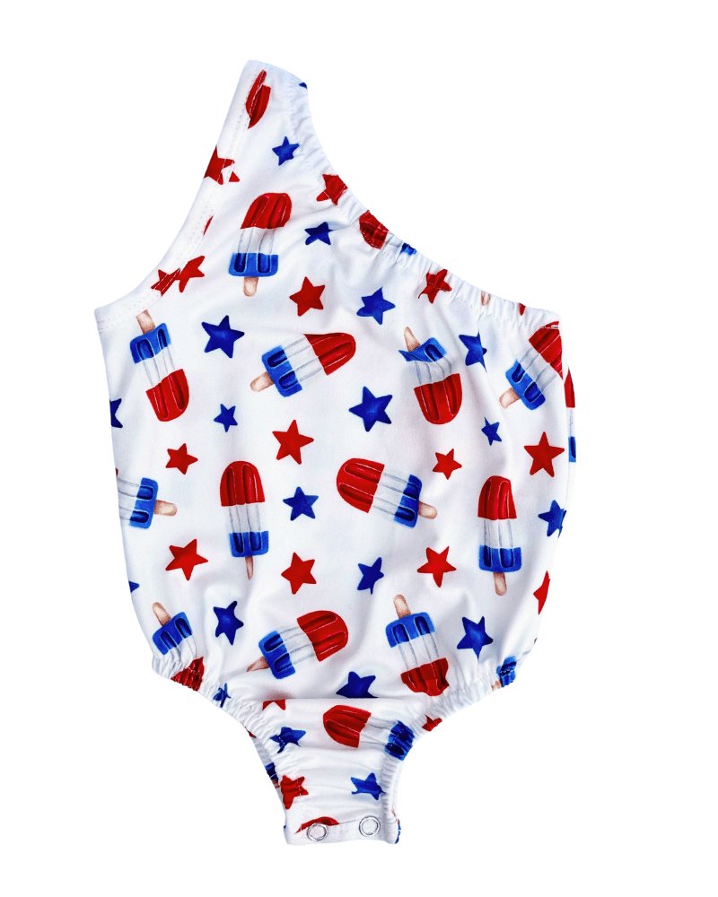 Adley One Shoulder Leotard - Patriotic Popsicles - 2