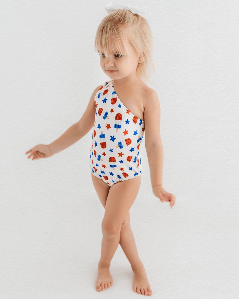 Adley One Shoulder Leotard - Patriotic Popsicles - 3