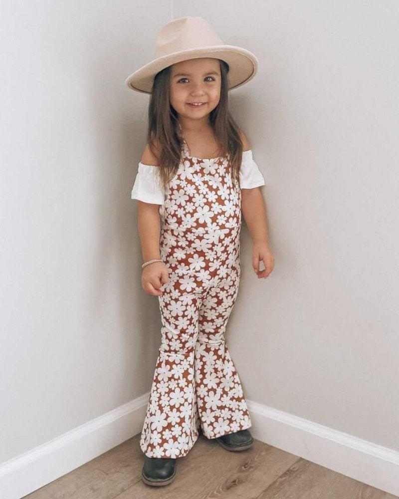 Andi Pleated Bell Bottom Jumpsuit - Flower Child - 8