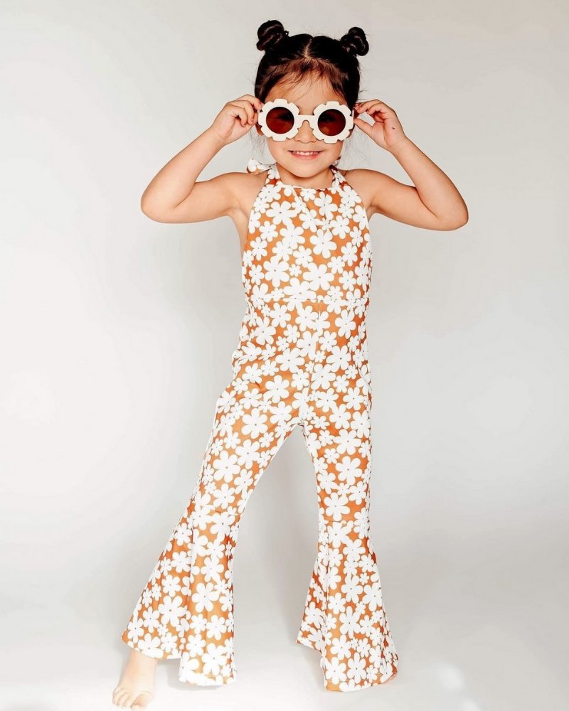 Andi Pleated Bell Bottom Jumpsuit - Flower Child - 10