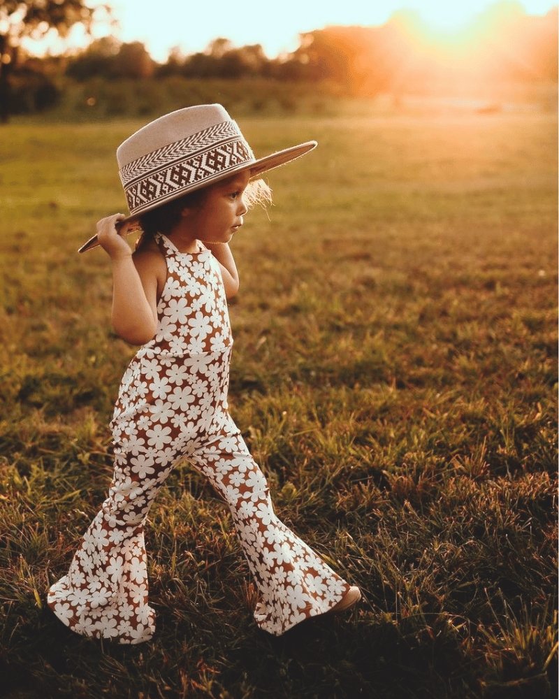 Andi Pleated Bell Bottom Jumpsuit - Flower Child - 1