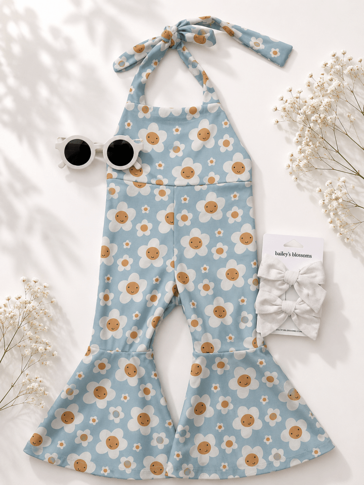 Andi Pleated Bell Bottom Jumpsuit - Happy Daisy - 1