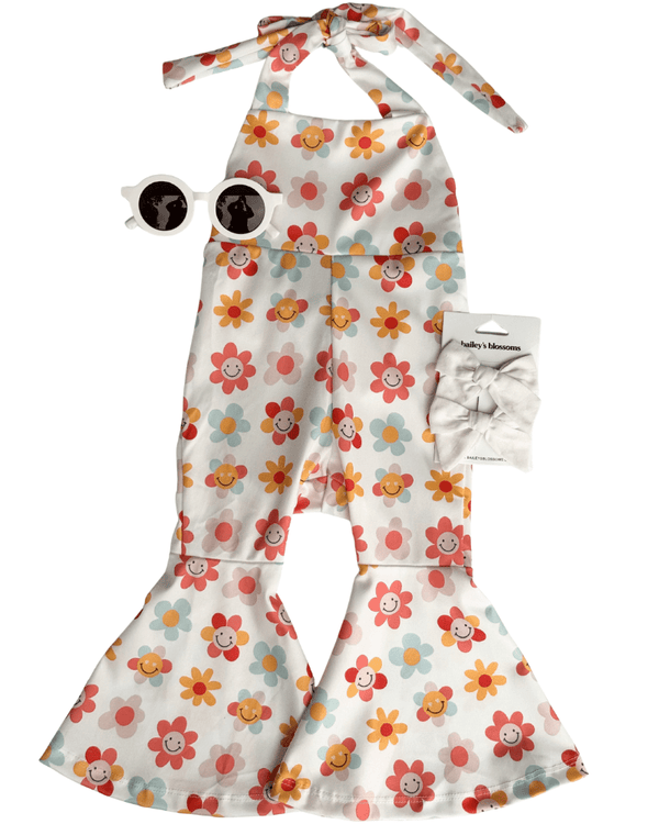 Andi Pleated Bell Bottom Jumpsuit - Retro Blooms