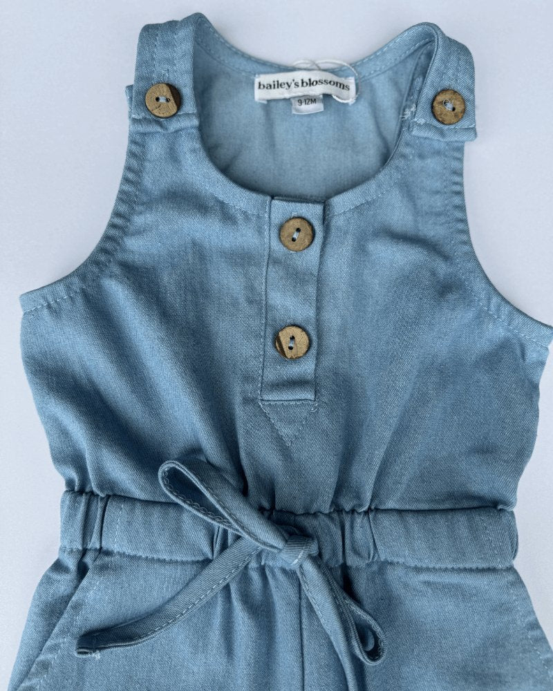 Ari Button Front Denim Jumpsuit - Light Wash - 5