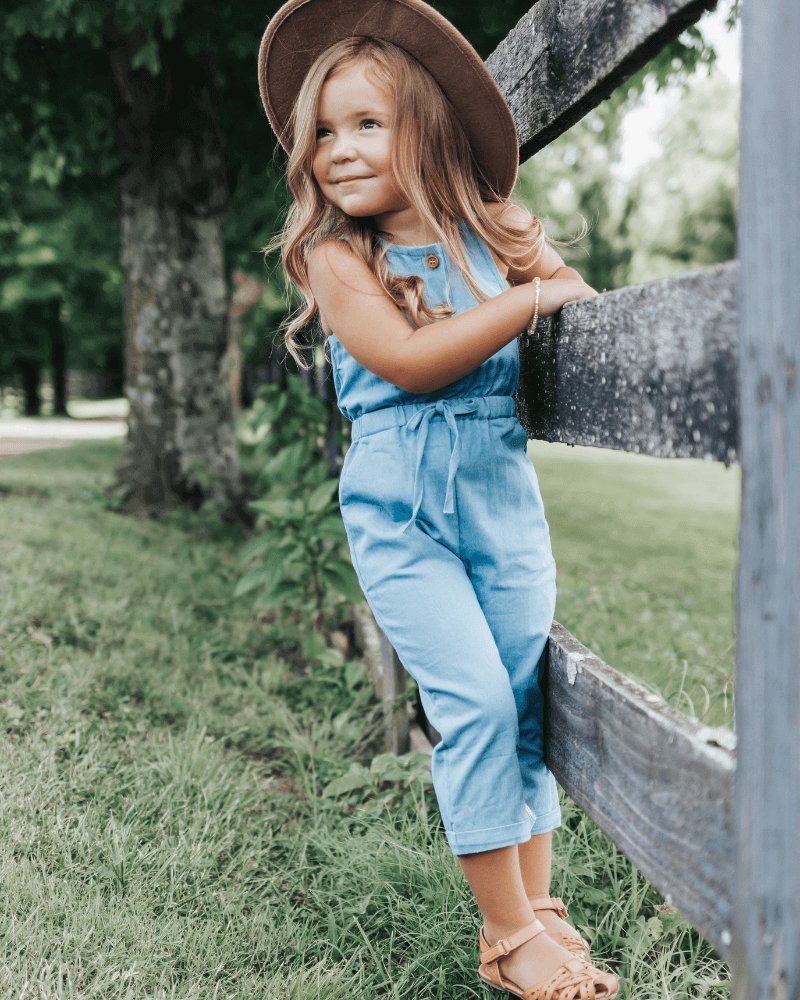 Ari Button Front Denim Jumpsuit - Light Wash - 2