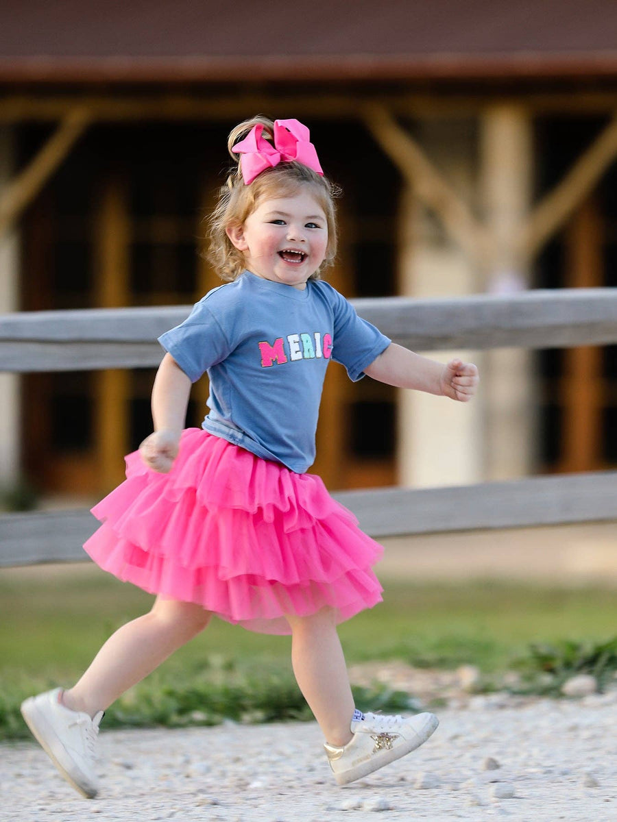 "Merica" Tee & Pink Tulle Skirt Set