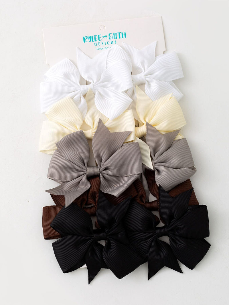 Fall Bow Hair Clip Set - 5