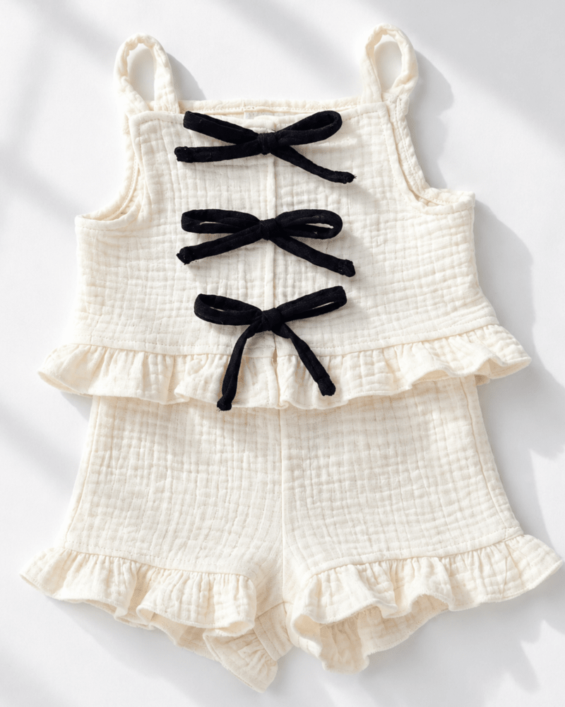 Colette Peplum Bow Front Two-Piece Set - Antique Cream - 1